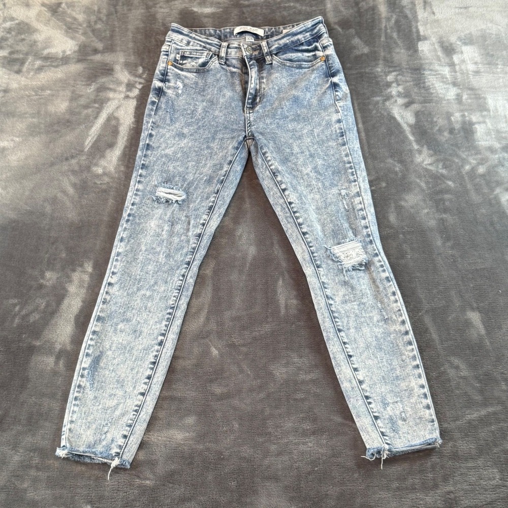 Judy Blue Skinny Fit Distressed Light Acid Wash‎ Jeans Womens 3/26 High Rise